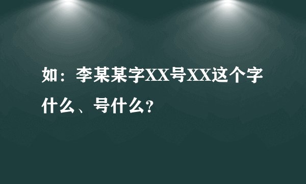 如：李某某字XX号XX这个字什么、号什么？