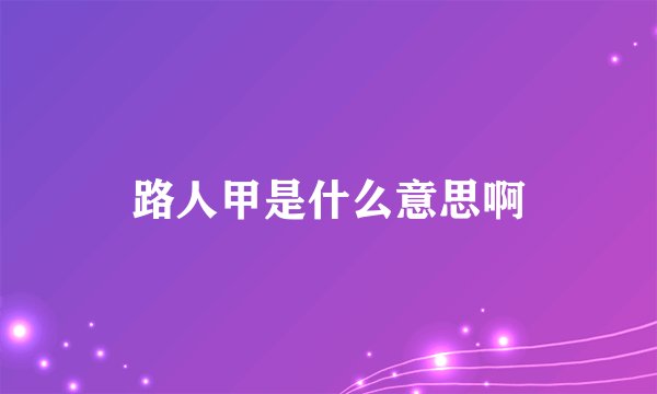 路人甲是什么意思啊