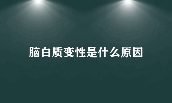 脑白质变性是什么原因