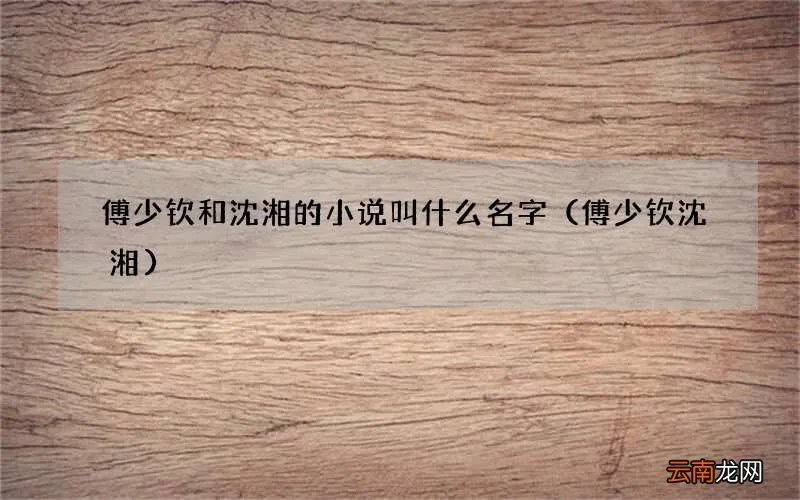 傅少钦沈湘 傅少钦和沈湘的小说叫什么名字