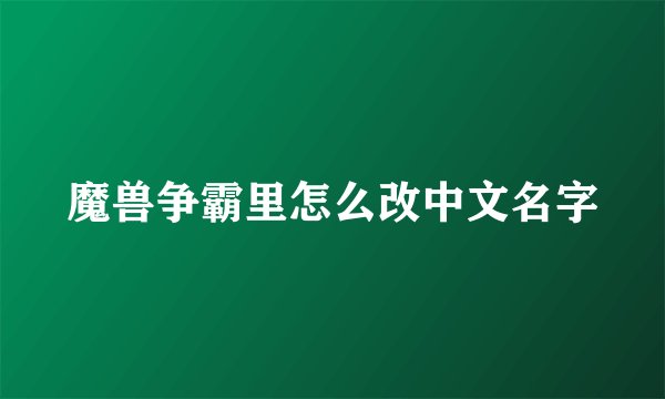 魔兽争霸里怎么改中文名字