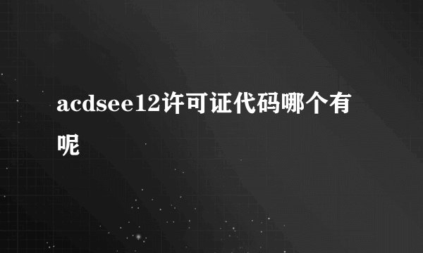acdsee12许可证代码哪个有呢