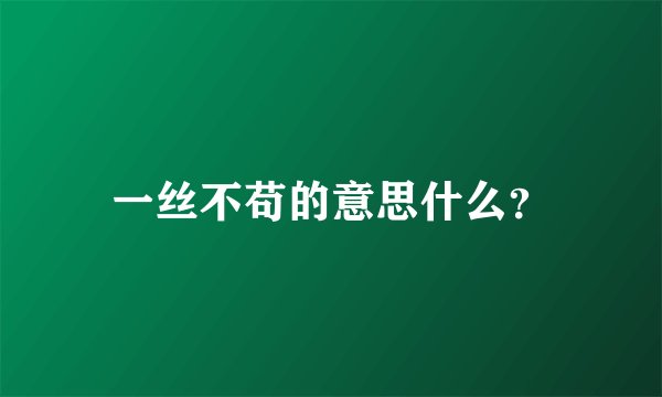 一丝不苟的意思什么？