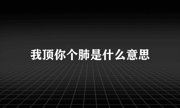 我顶你个肺是什么意思