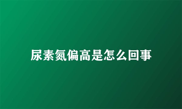 尿素氮偏高是怎么回事