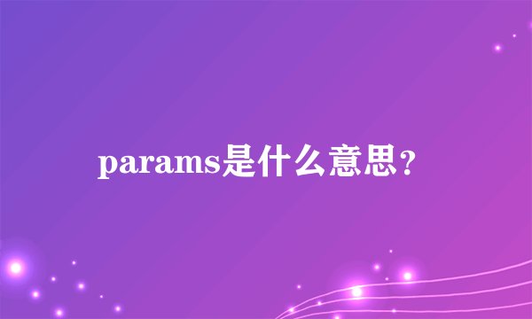 params是什么意思？