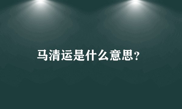 马清运是什么意思？