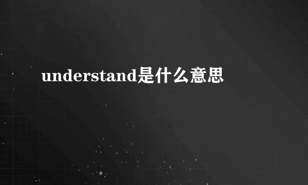 understand是什么意思