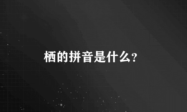 栖的拼音是什么？