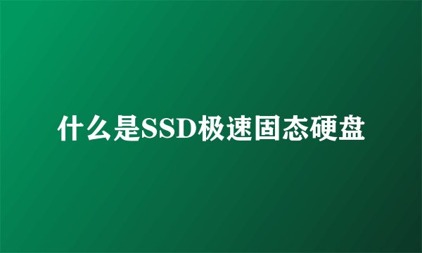 什么是SSD极速固态硬盘