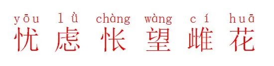 忧虑的拼音和怅望的拼音和雌花的拼音