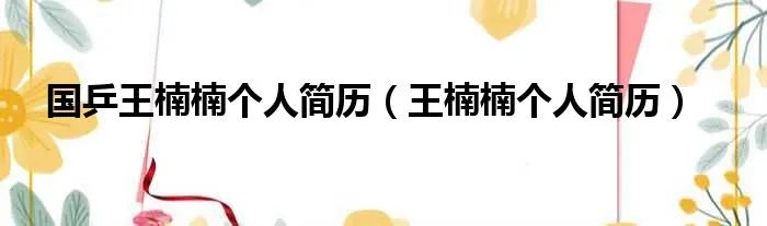 国乒王楠楠个人简历（王楠楠个人简历）