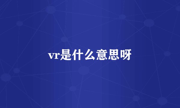 vr是什么意思呀
