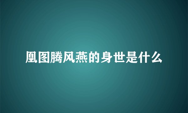 凰图腾风燕的身世是什么
