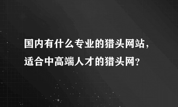 国内有什么专业的猎头网站，适合中高端人才的猎头网？