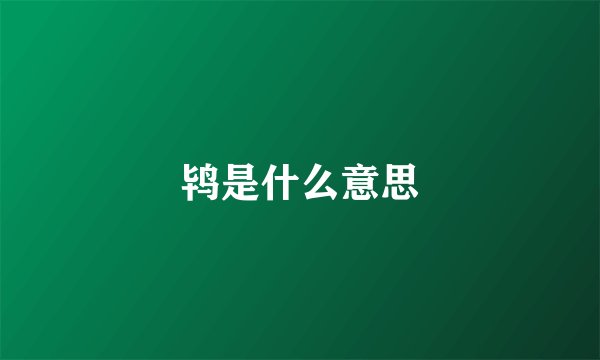 鸨是什么意思
