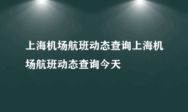 上海机场航班动态查询上海机场航班动态查询今天