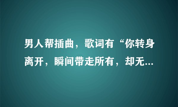 男人帮插曲，歌词有“你转身离开，瞬间带走所有，却无法将伤的痛的恨的都带走“,这首歌是什么名字？