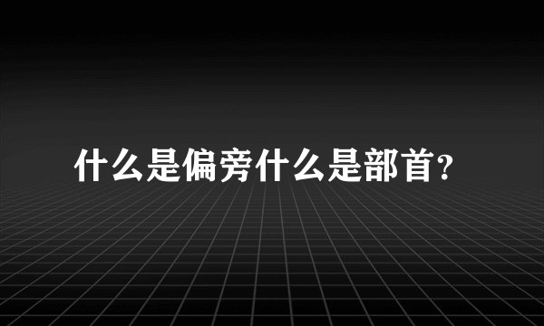 什么是偏旁什么是部首？