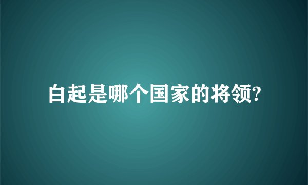 白起是哪个国家的将领?
