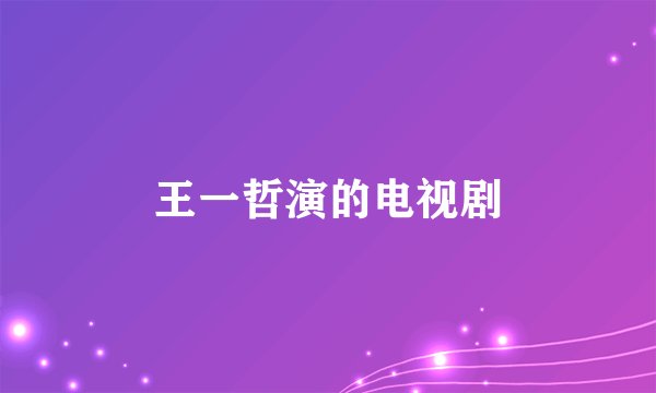 王一哲演的电视剧