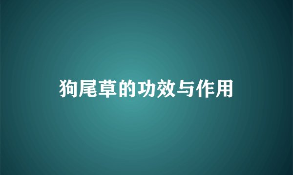 狗尾草的功效与作用