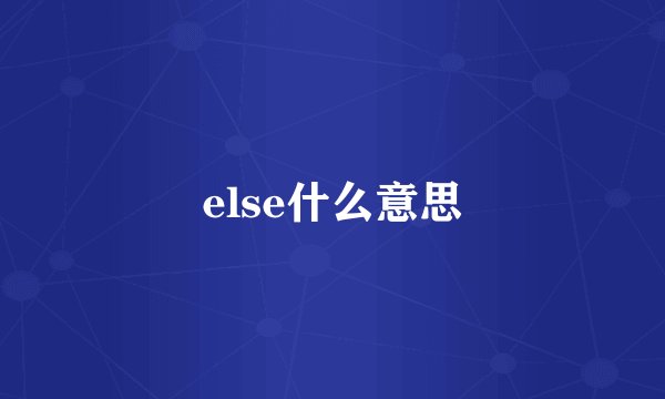 else什么意思