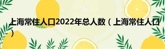 上海常住人口2022年总人数（上海常住人口）