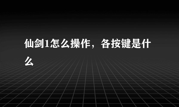 仙剑1怎么操作，各按键是什么