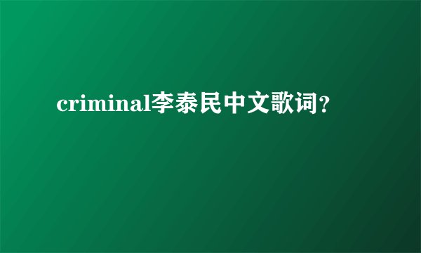 criminal李泰民中文歌词？