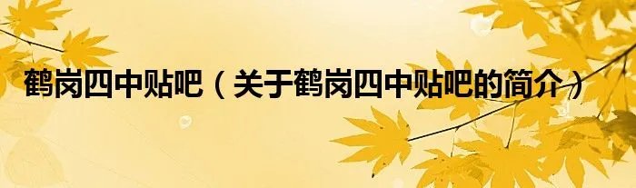 鹤岗四中贴吧（关于鹤岗四中贴吧的简介）