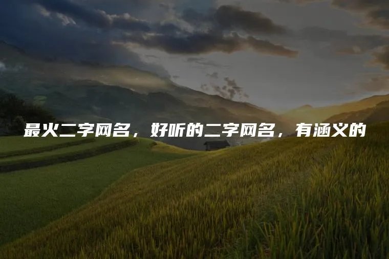 最火二字网名，好听的二字网名，有涵义的