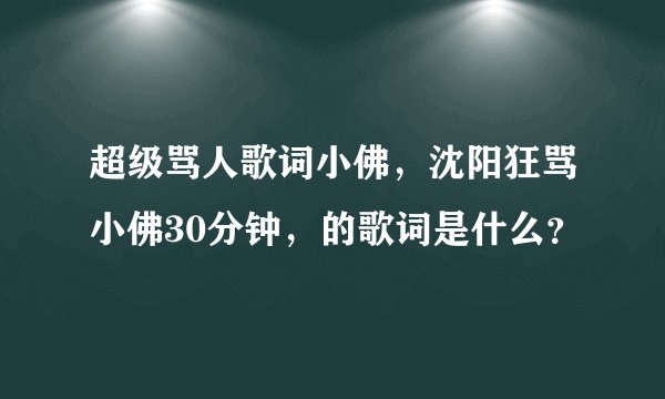 超级骂人歌词小佛，沈阳狂骂小佛30分钟，的歌词是什么？