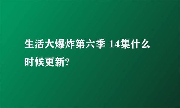 生活大爆炸第六季 14集什么时候更新?