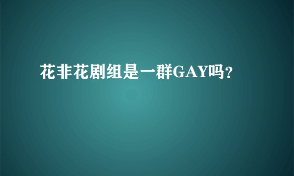 花非花剧组是一群GAY吗？