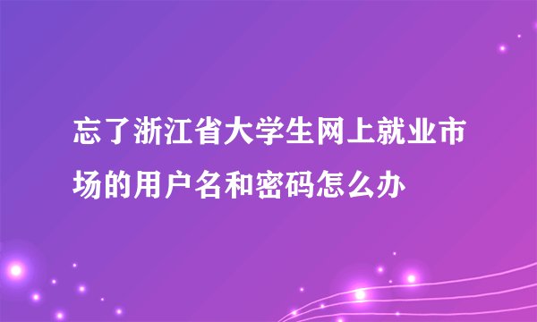忘了浙江省大学生网上就业市场的用户名和密码怎么办