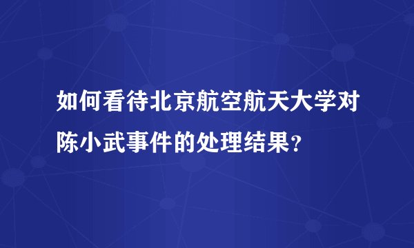 如何看待北京航空航天大学对陈小武事件的处理结果？