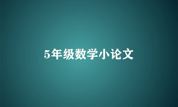 5年级数学小论文
