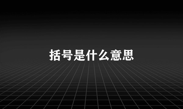 括号是什么意思