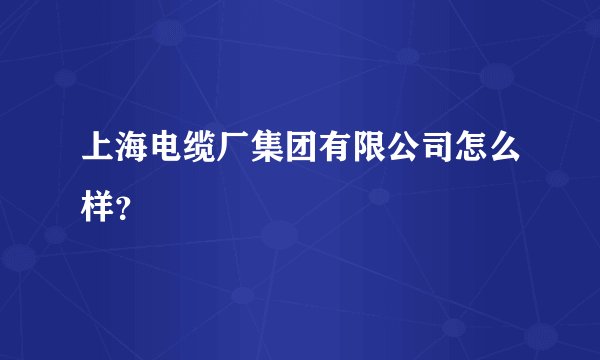 上海电缆厂集团有限公司怎么样？