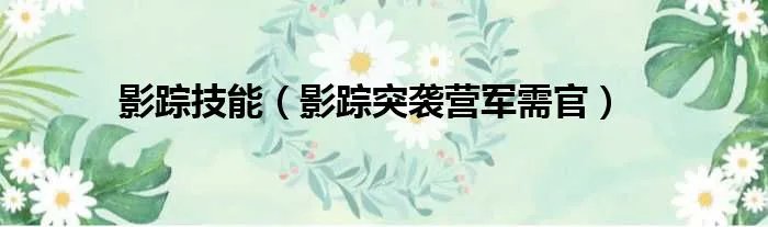 影踪技能（影踪突袭营军需官）
