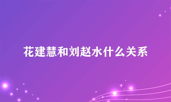 花建慧和刘赵水什么关系