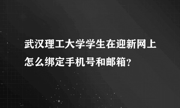 武汉理工大学学生在迎新网上怎么绑定手机号和邮箱？