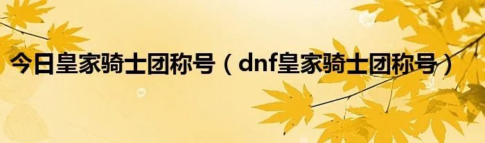 今日皇家骑士团称号（dnf皇家骑士团称号）