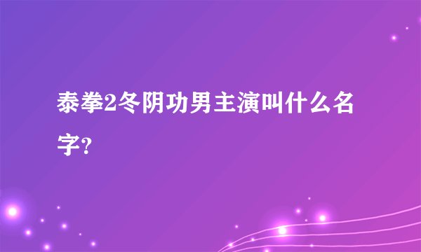 泰拳2冬阴功男主演叫什么名字？