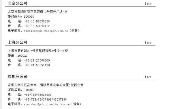 北京智联招聘总公司地址是在哪里？分公司地址是在哪里？