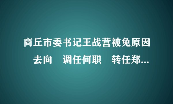 商丘市委书记王战营被免原因 去向 调任何职 转任郑州市委副书记 王战营简历2018.02.02