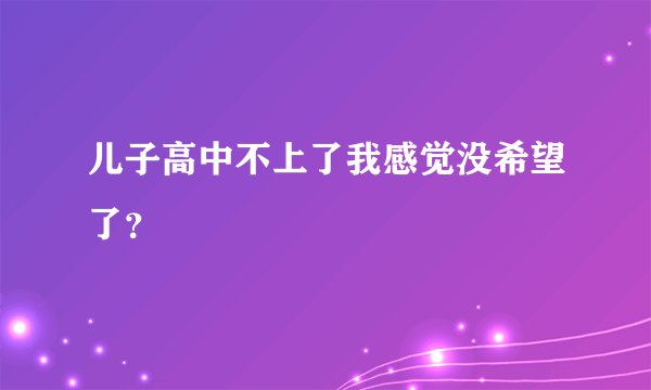 儿子高中不上了我感觉没希望了？