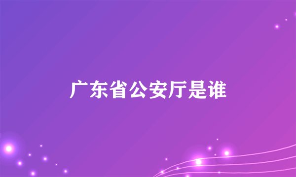 广东省公安厅是谁