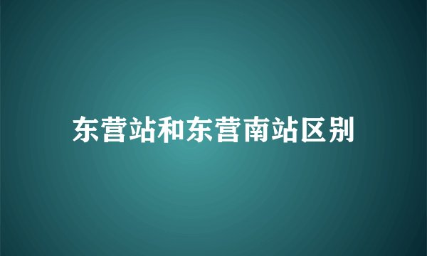 东营站和东营南站区别